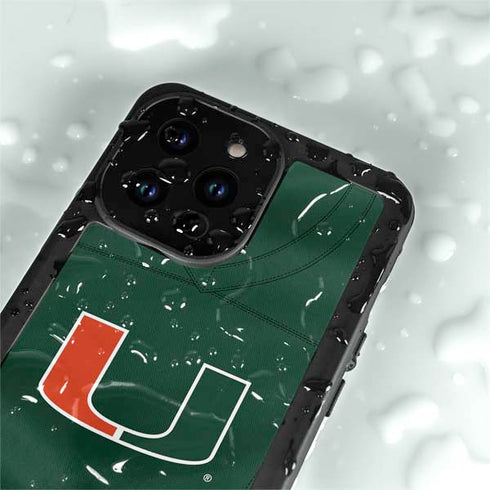 University of Miami Green Jersey iPhone 15 Pro Waterproof Case